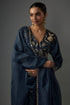 Navy Embroidered Anarkali And Palazzo With Embroidered Dupatta
